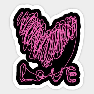 love, heart, happy valentine day, one line drawing Sticker